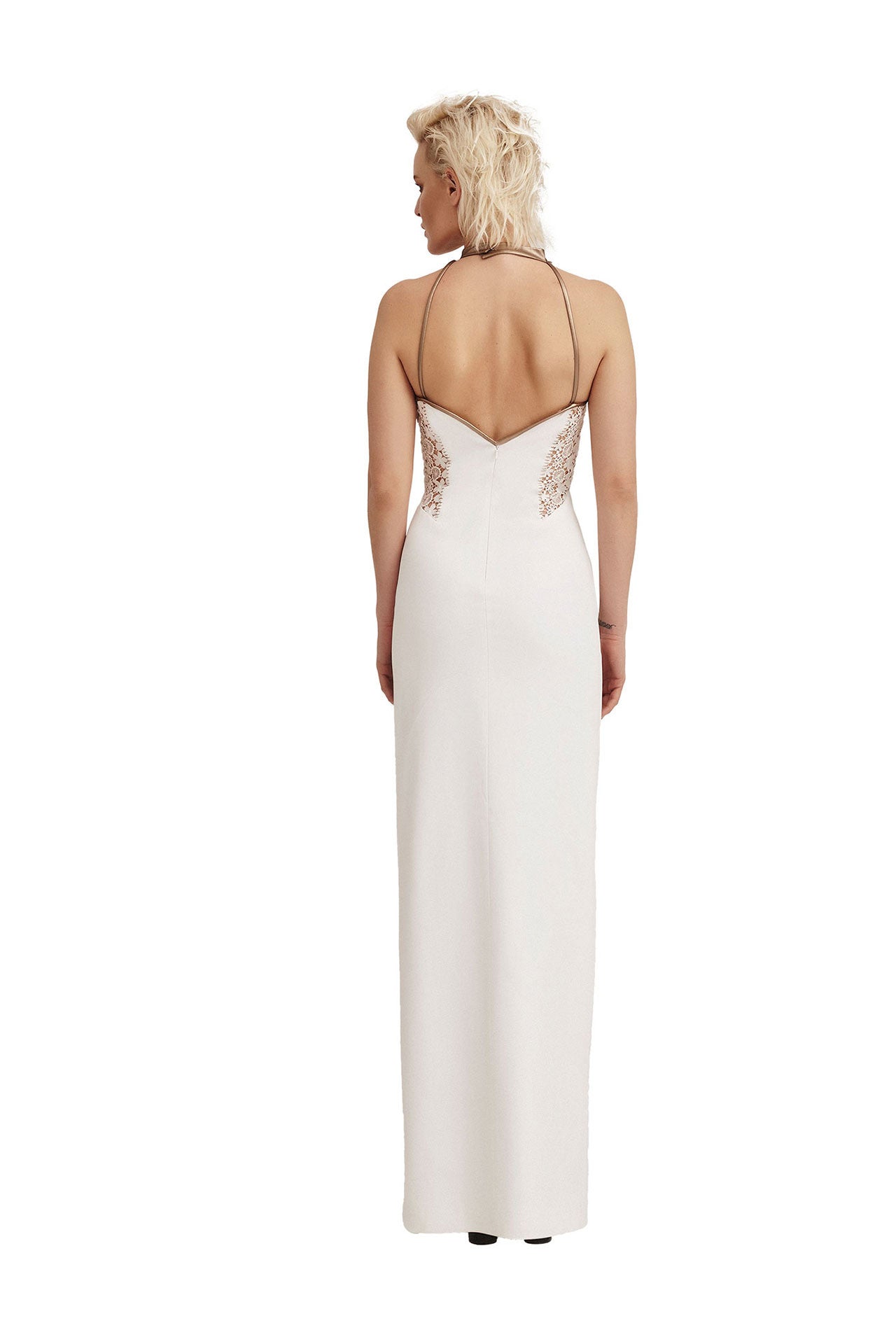 Lace Detailed Contrasted Long Dress